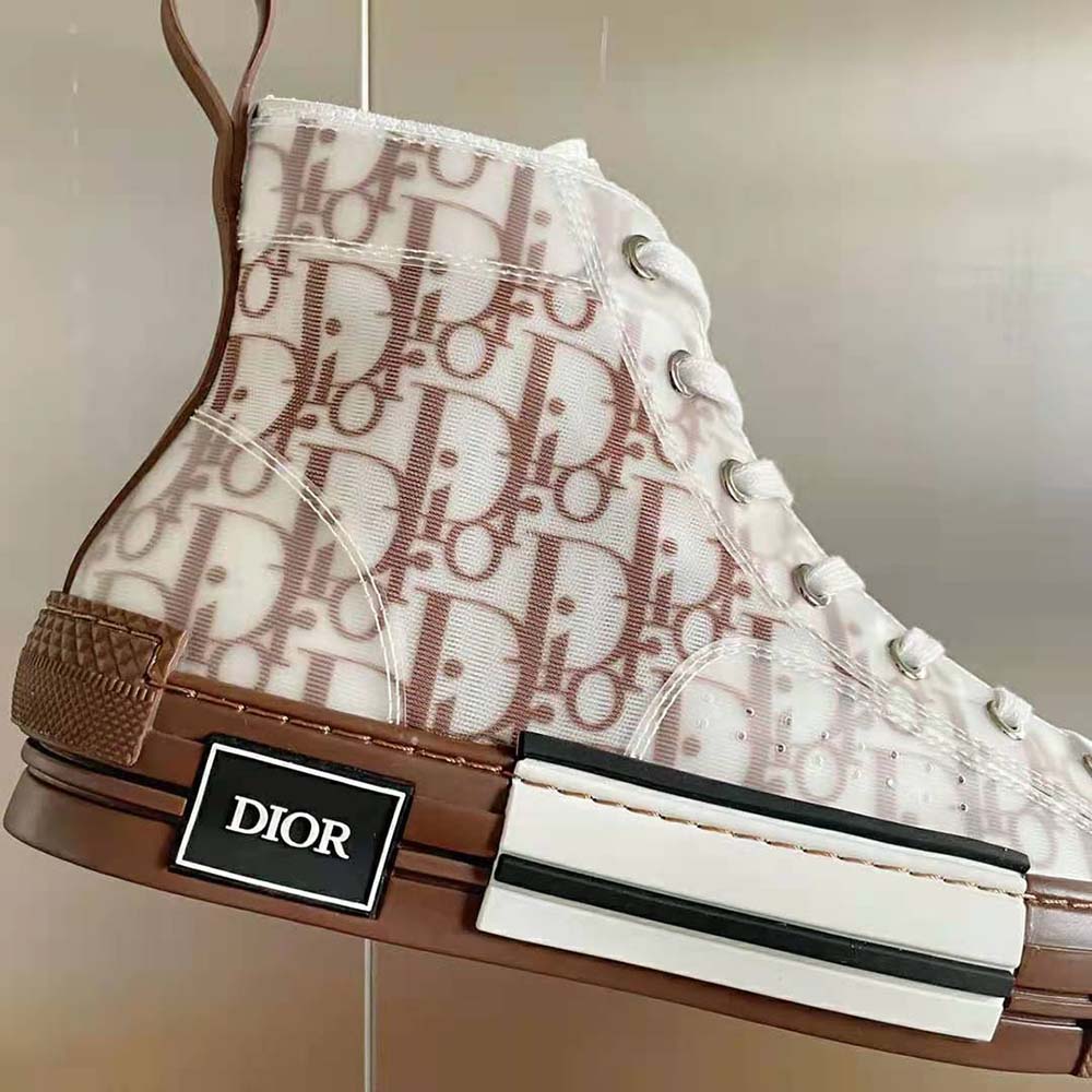 Dior Men B23 High-Top Sneaker Coffee Dior Oblique Canvas 9 Dior Men B23 High-Top Sneaker Coffee Dior Oblique Canvas - Image 9