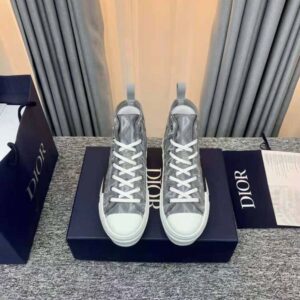 Dior Unisex B23 High Top Sneaker Dior Gray CD Diamond Canvas