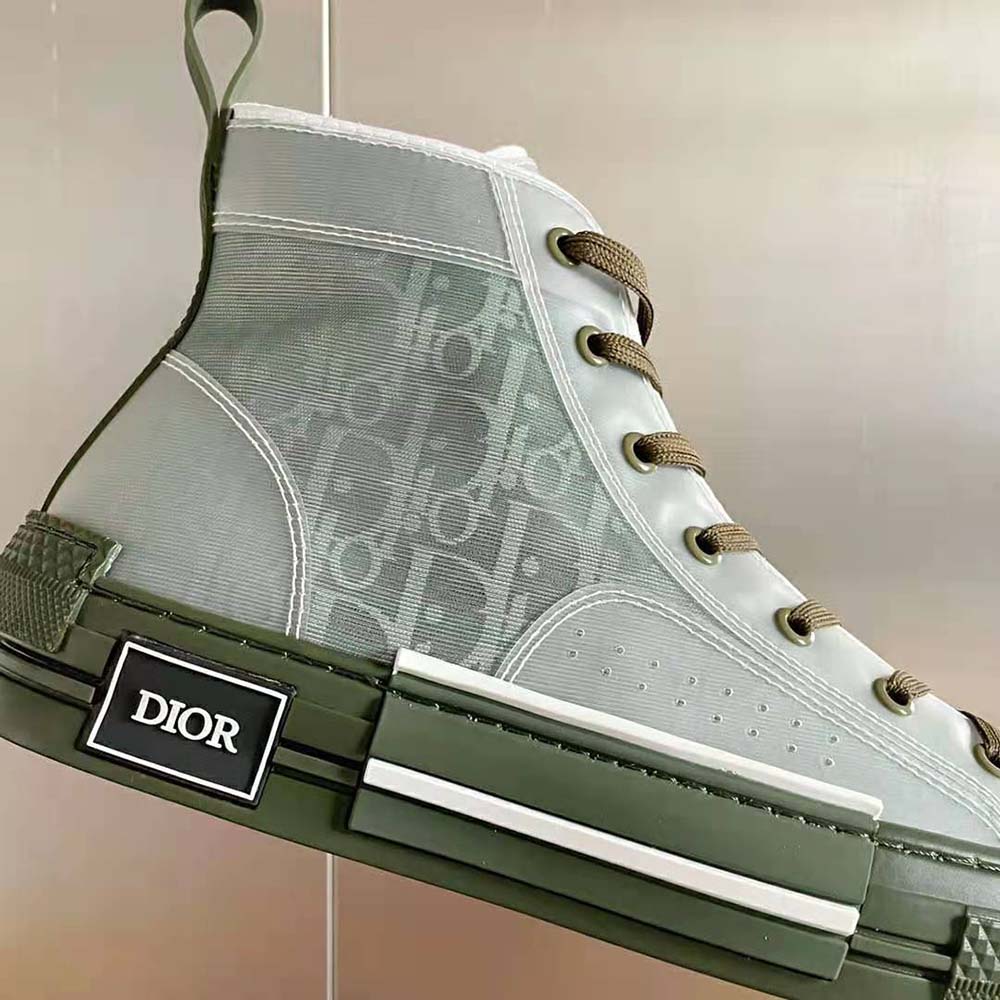 Dior Men B23 High-Top Sneaker Olive Dior Oblique Canvas 9 Dior Men B23 High-Top Sneaker Olive Dior Oblique Canvas - Image 9