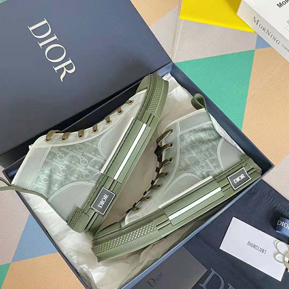 Dior Men B23 High-Top Sneaker Olive Dior Oblique Canvas 7 Dior Men B23 High-Top Sneaker Olive Dior Oblique Canvas - Image 7