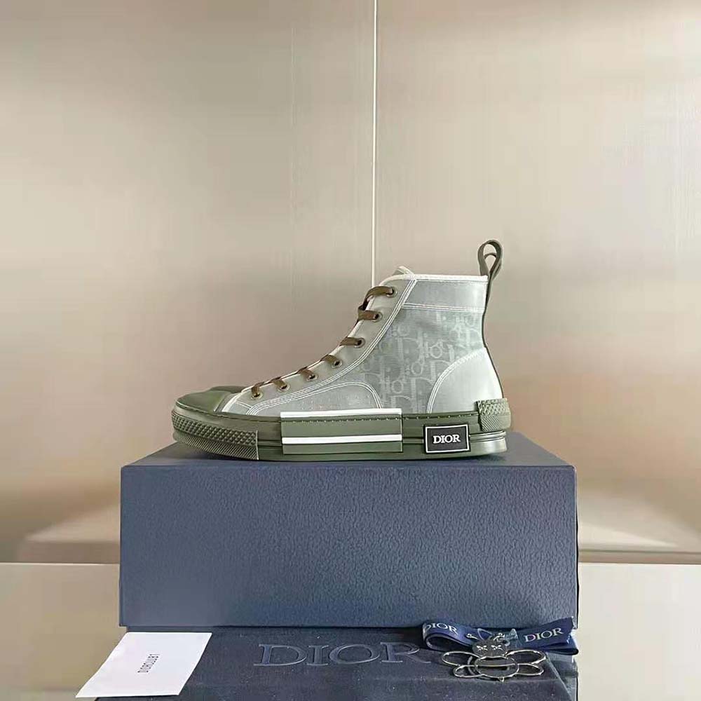 Dior Men B23 High-Top Sneaker Olive Dior Oblique Canvas 10 Dior Men B23 High-Top Sneaker Olive Dior Oblique Canvas - Image 10