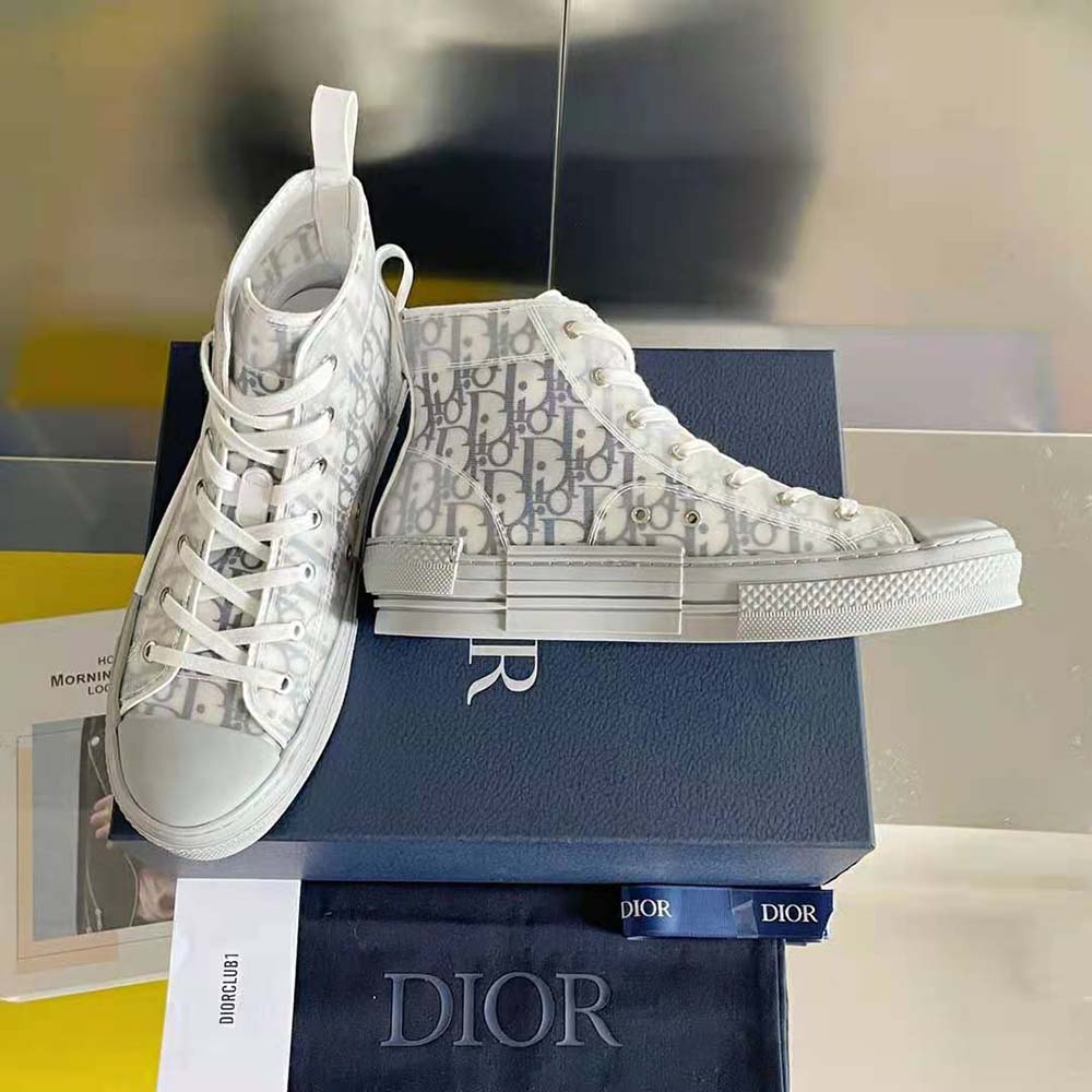 Dior Men's B23 Oblique Canvas High-Top Sneakers