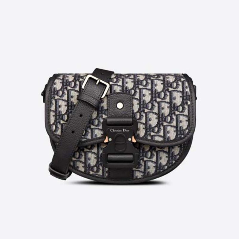 Dior Men Gallop Messenger Bag Black Grained Calfskin