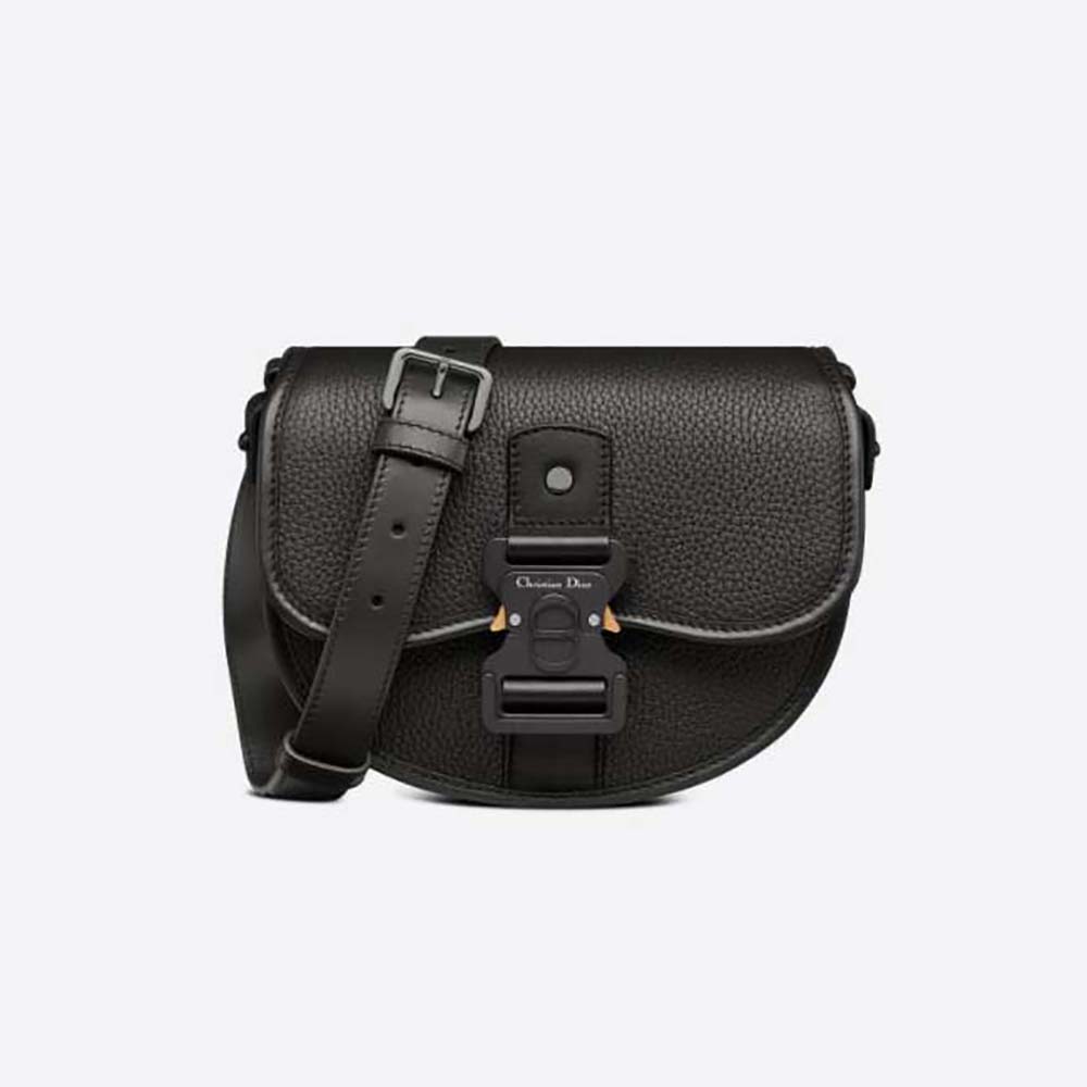 Dior Men Gallop Messenger Bag Black Grained Calfskin