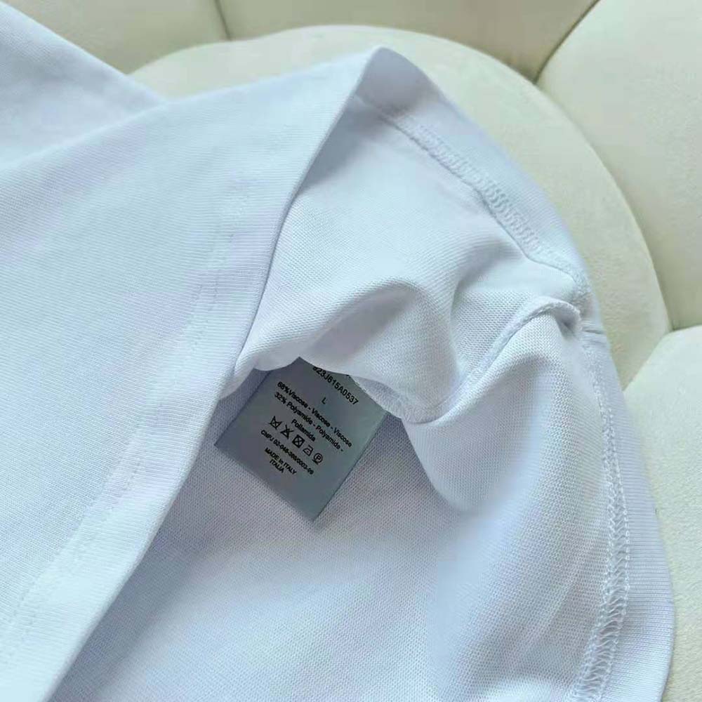 Dior Men Relaxed-Fit T-shirt White Organic Cotton Compact Jersey 8 Dior Men Relaxed-Fit T-shirt White Organic Cotton Compact Jersey - Image 8