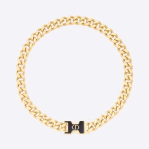 Dior Women 30 Montaigne Necklace Gold-Finish Metal and Black Lacquer