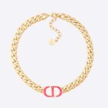 Dior Women 30 Montaigne Necklace Gold-Finish Metal and Fluorescent Pink Transparent Resin