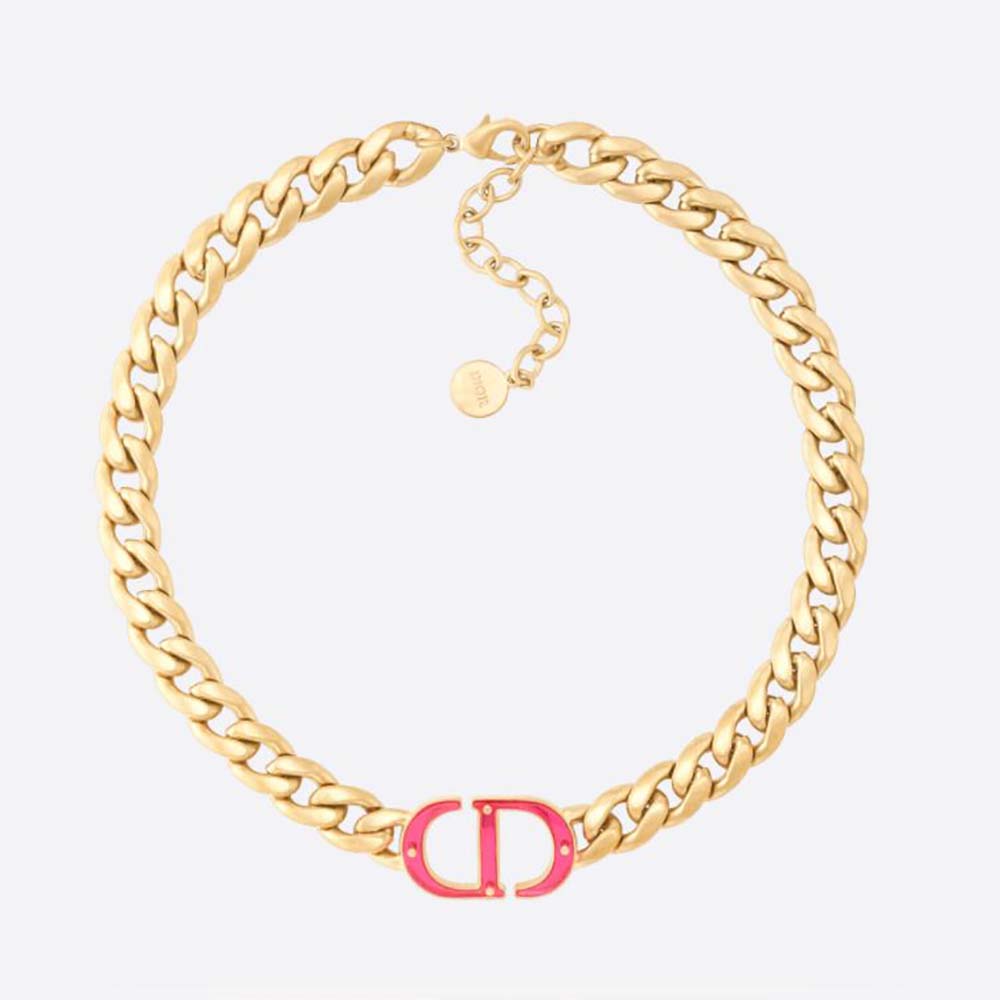 Dior Women 30 Montaigne Necklace Gold-Finish Metal and Fluorescent Pink ...