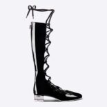 Dior Women Arty Lace-up Boot Black Patent Calfskin