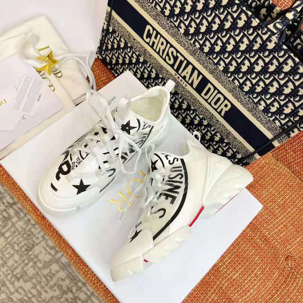 Dior Women D-Connect Sneaker White Technical Fabric with Dior Union Print 4 Dior Women D-Connect Sneaker White Technical Fabric with Dior Union Print - Image 4