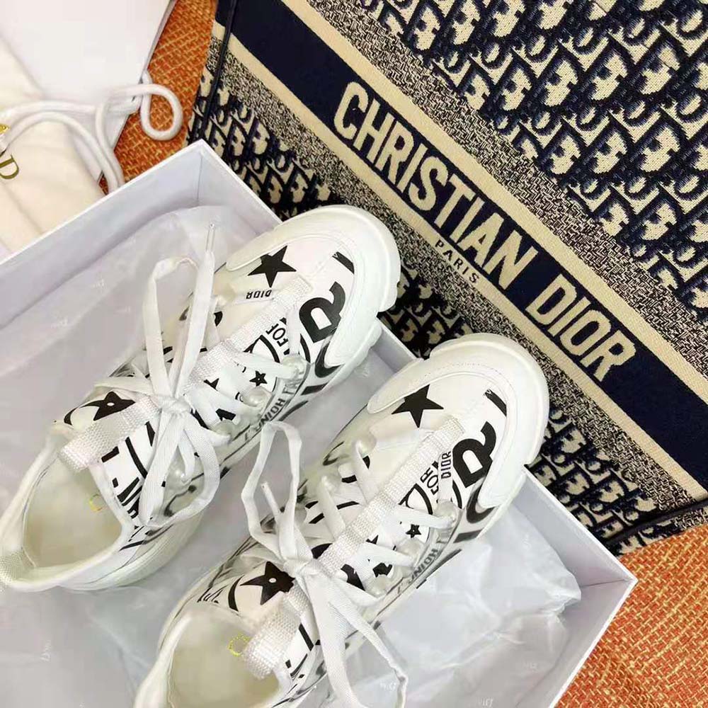 Dior Women D-Connect Sneaker White Technical Fabric with Dior Union Print 5 Dior Women D-Connect Sneaker White Technical Fabric with Dior Union Print - Image 5
