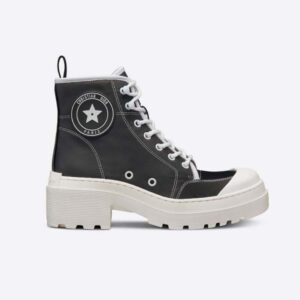 Dior Women D-Rise Ankle Boot Black Technical Fabric and Calfskin