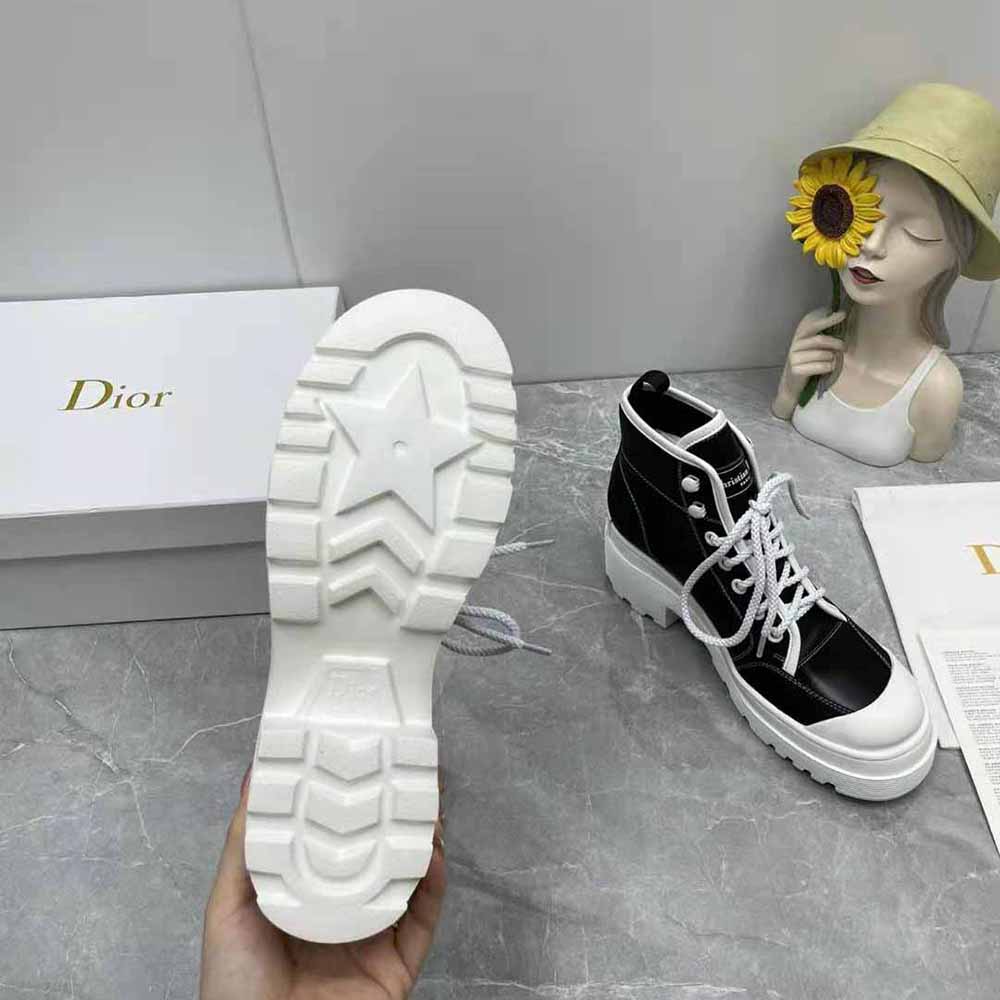 CHRISTIAN DIOR WHITE D-RISE TECHNICAL FABRIC & LEATHER ANKLE