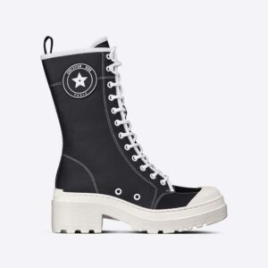 Dior Women D-Rise Boot Black Technical Fabric and Calfskin