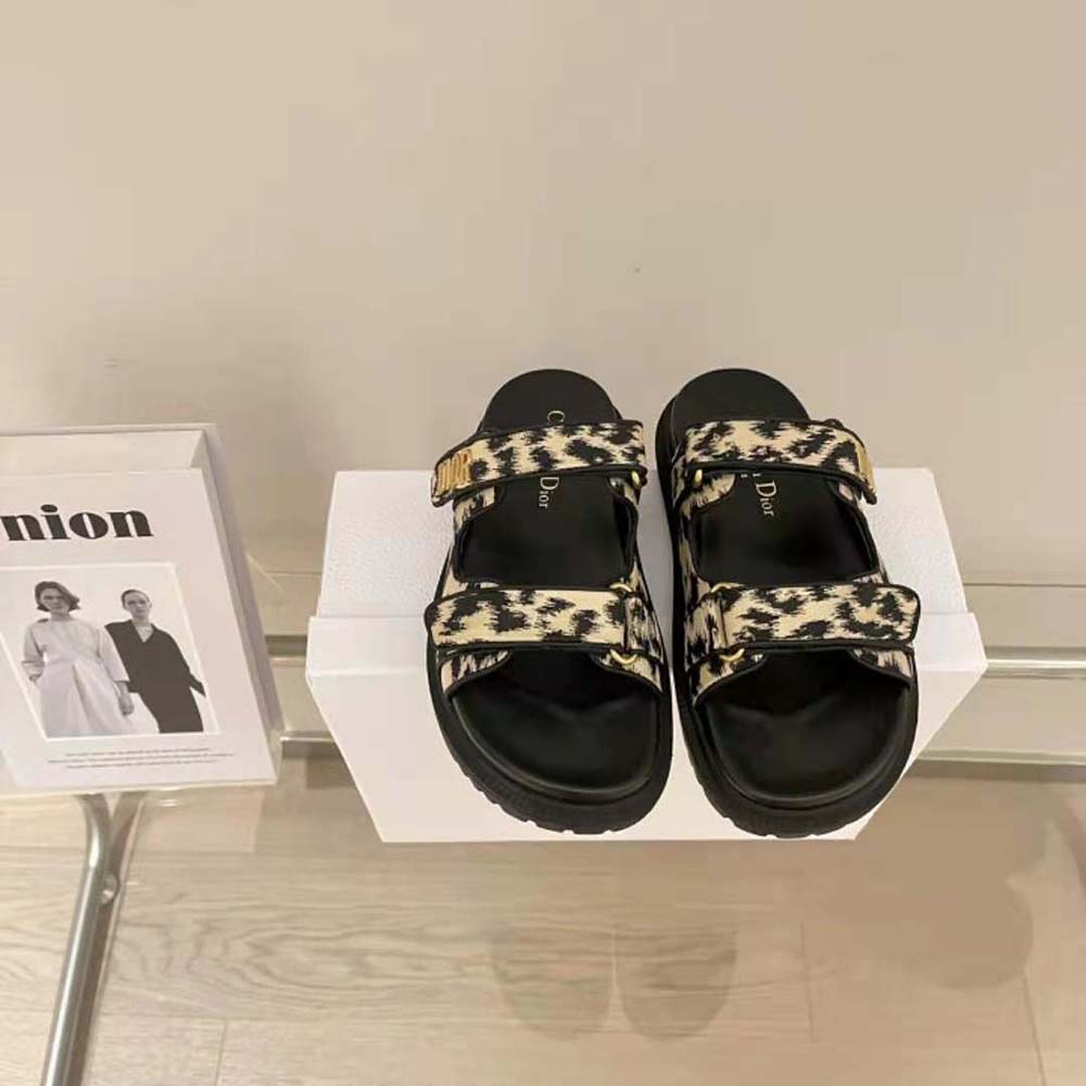 Dior Women DiorAct Slide Beige Multicolor Mizza Printed Technical Fabric 2 Dior Women DiorAct Slide Beige Multicolor Mizza Printed Technical Fabric - Image 2