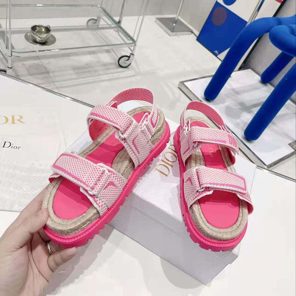 Dior Women Dioract Sandal White and Bright Pink Technical Mesh and Rubber 3 Dior Women Dioract Sandal White and Bright Pink Technical Mesh and Rubber - Image 3