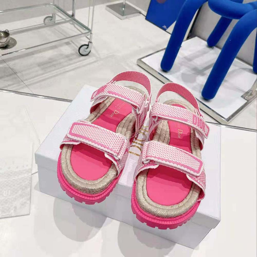 Dior Women Dioract Sandal White and Bright Pink Technical Mesh and Rubber 2 Dior Women Dioract Sandal White and Bright Pink Technical Mesh and Rubber - Image 2