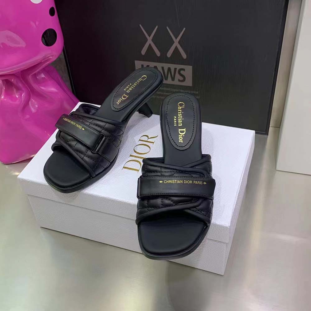Dior Women Dio(r)evolution Heeled Slide Black Quilted Cannage Calfskin 2 Dior Women Dio(r)evolution Heeled Slide Black Quilted Cannage Calfskin - Image 2