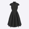 Dior Women Dress with Belt Black Cloqué Technical Fabric