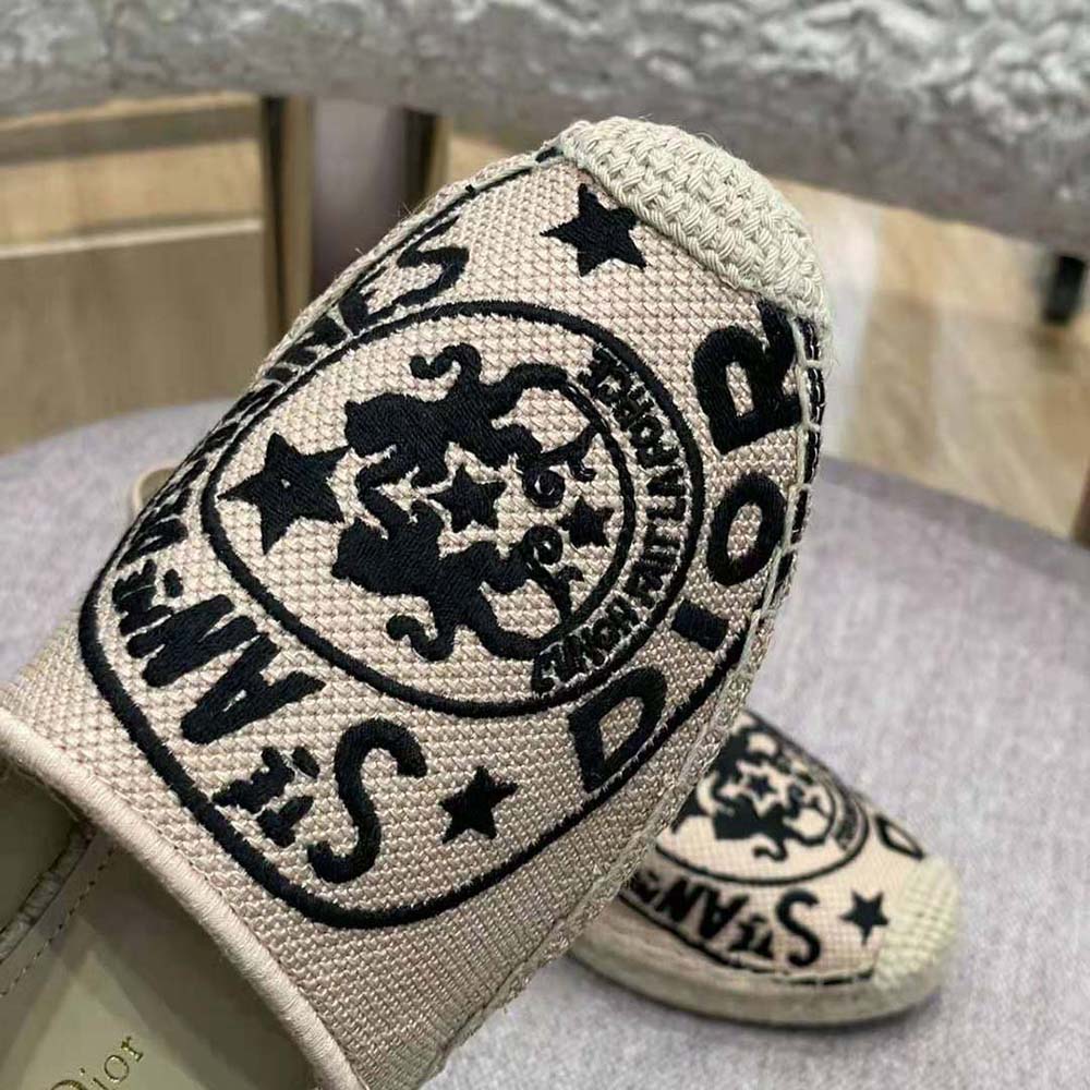 Dior Women Granville Espadrille Beige Jute Canvas Embroidered with Dior Union Motif 6 Dior Women Granville Espadrille Beige Jute Canvas Embroidered with Dior Union Motif - Image 6