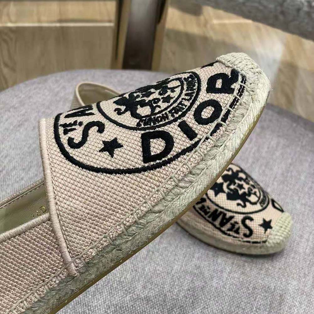 Dior Women Granville Espadrille Beige Jute Canvas Embroidered with Dior Union Motif 7 Dior Women Granville Espadrille Beige Jute Canvas Embroidered with Dior Union Motif - Image 7