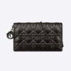 Dior Women Lady Dior Pouch Black Cannage Calfskin with Diamond Motif