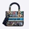 Dior Women Medium Lady D-Lite Bag Blue Multicolor D-Constellation Embroidery