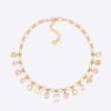 Dior Women Petit CD Necklace Gold-Finish Metal and Multicolor Crystals with White Resin Pearl