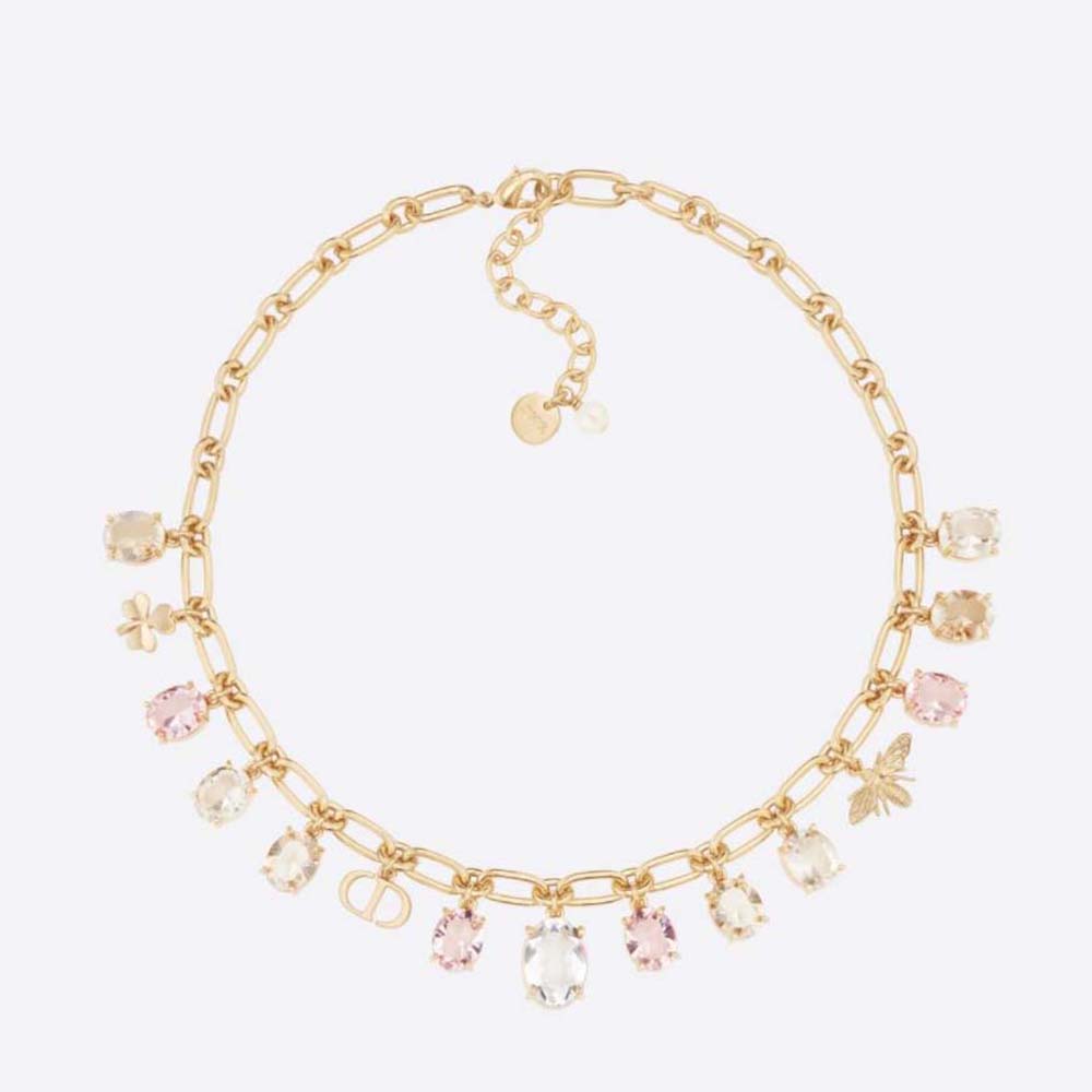 Dior Women Petit CD Necklace Gold-Finish Metal and Multicolor Crystals ...