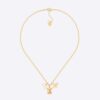 Dior Women Petit CD Necklace Gold-Finish Metal with White Resin Pearl and Amber-Colored Crystal