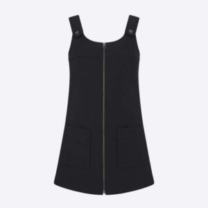 Dior Women Short Dress Black Wool and Silk