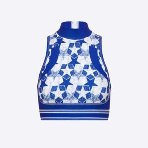 Dior Women Sports Bra Fluorescent Blue Dior Étoile Technical Jersey