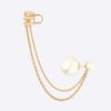 Dior Women Tribales Earring Gold-Finish Metal and White Resin Pearls
