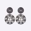 Dior Women Tribales Earrings Ruthenium-Finish Metal with Gray Resin Pearls and Black Crystals