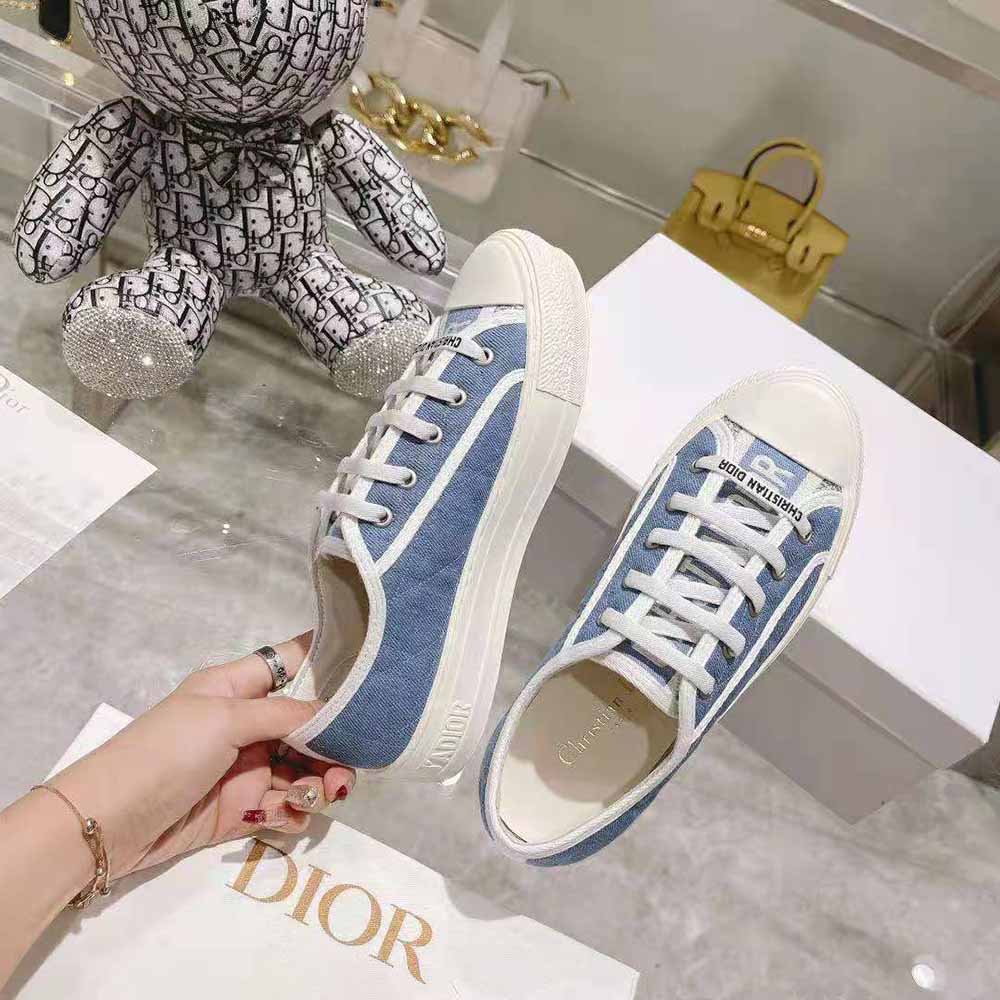 Dior Women Walk'N'dior Sneaker Blue Faded Cannage Embroidered Denim 4 Dior Women Walk'N'dior Sneaker Blue Faded Cannage Embroidered Denim - Image 4