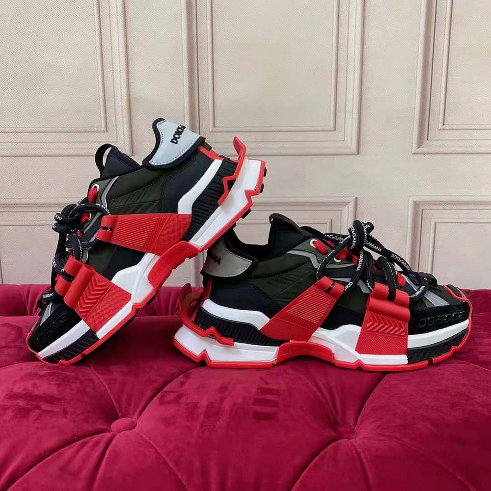 Dolce Gabbana D&G Men Mixed-Material Space Sneakers-Maroon 6 Dolce Gabbana D&G Men Mixed-Material Space Sneakers-Maroon - Image 6