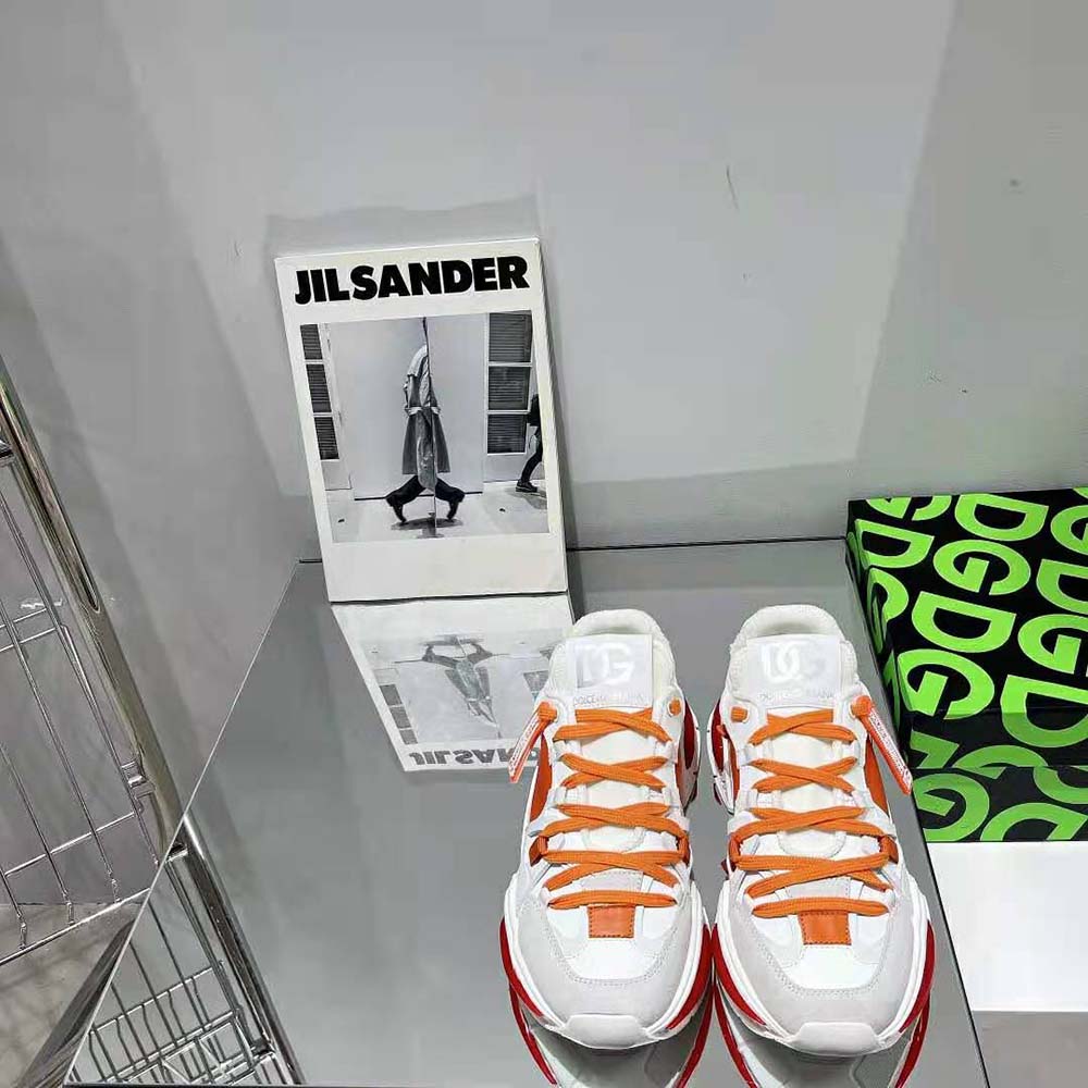 Dolce Gabbana D&G Unisex Mixed-Material Airmaster Sneakers-Orange 2 Dolce Gabbana D&G Unisex Mixed-Material Airmaster Sneakers-Orange - Image 2