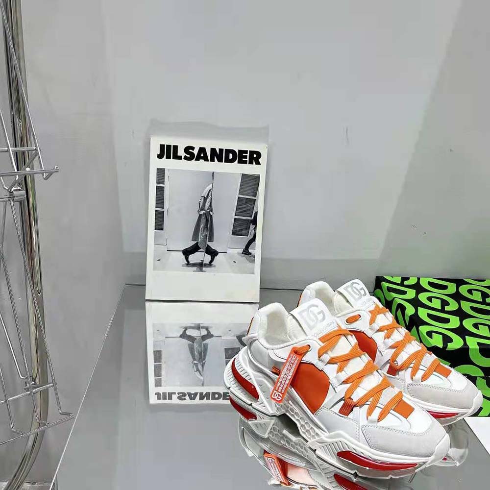 Dolce Gabbana D&G Unisex Mixed-Material Airmaster Sneakers-Orange 3 Dolce Gabbana D&G Unisex Mixed-Material Airmaster Sneakers-Orange - Image 3