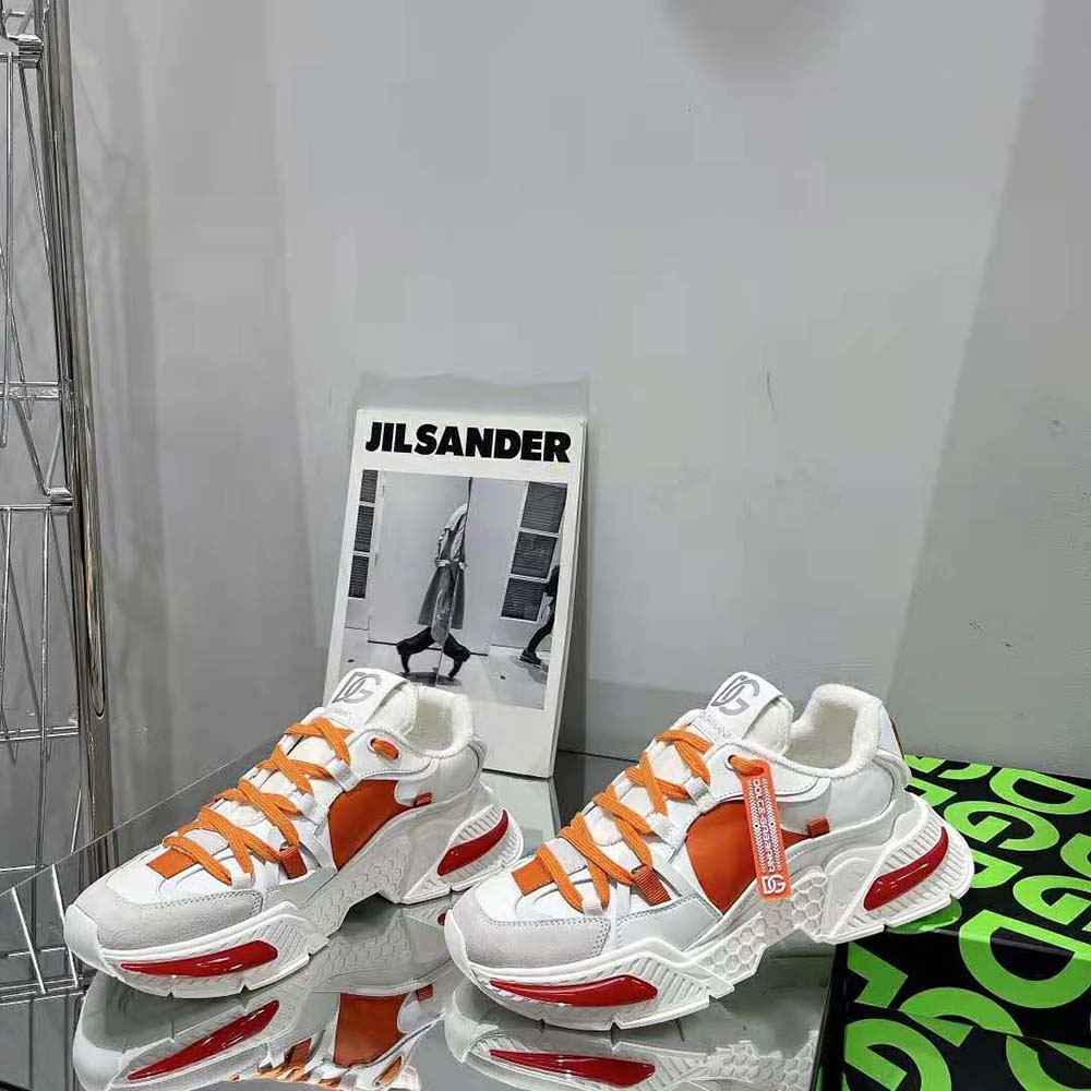 Dolce Gabbana D&G Unisex Mixed-Material Airmaster Sneakers-Orange 4 Dolce Gabbana D&G Unisex Mixed-Material Airmaster Sneakers-Orange - Image 4