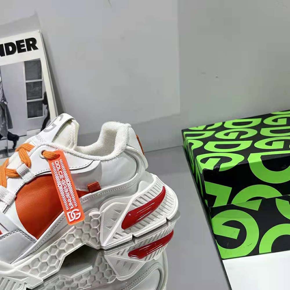 Dolce Gabbana D&G Unisex Mixed-Material Airmaster Sneakers-Orange 9 Dolce Gabbana D&G Unisex Mixed-Material Airmaster Sneakers-Orange - Image 9