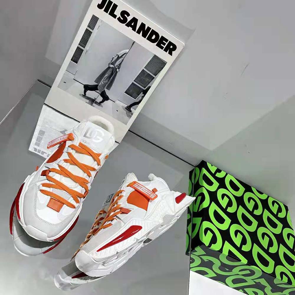 Dolce Gabbana D&G Unisex Mixed-Material Airmaster Sneakers-Orange 5 Dolce Gabbana D&G Unisex Mixed-Material Airmaster Sneakers-Orange - Image 5