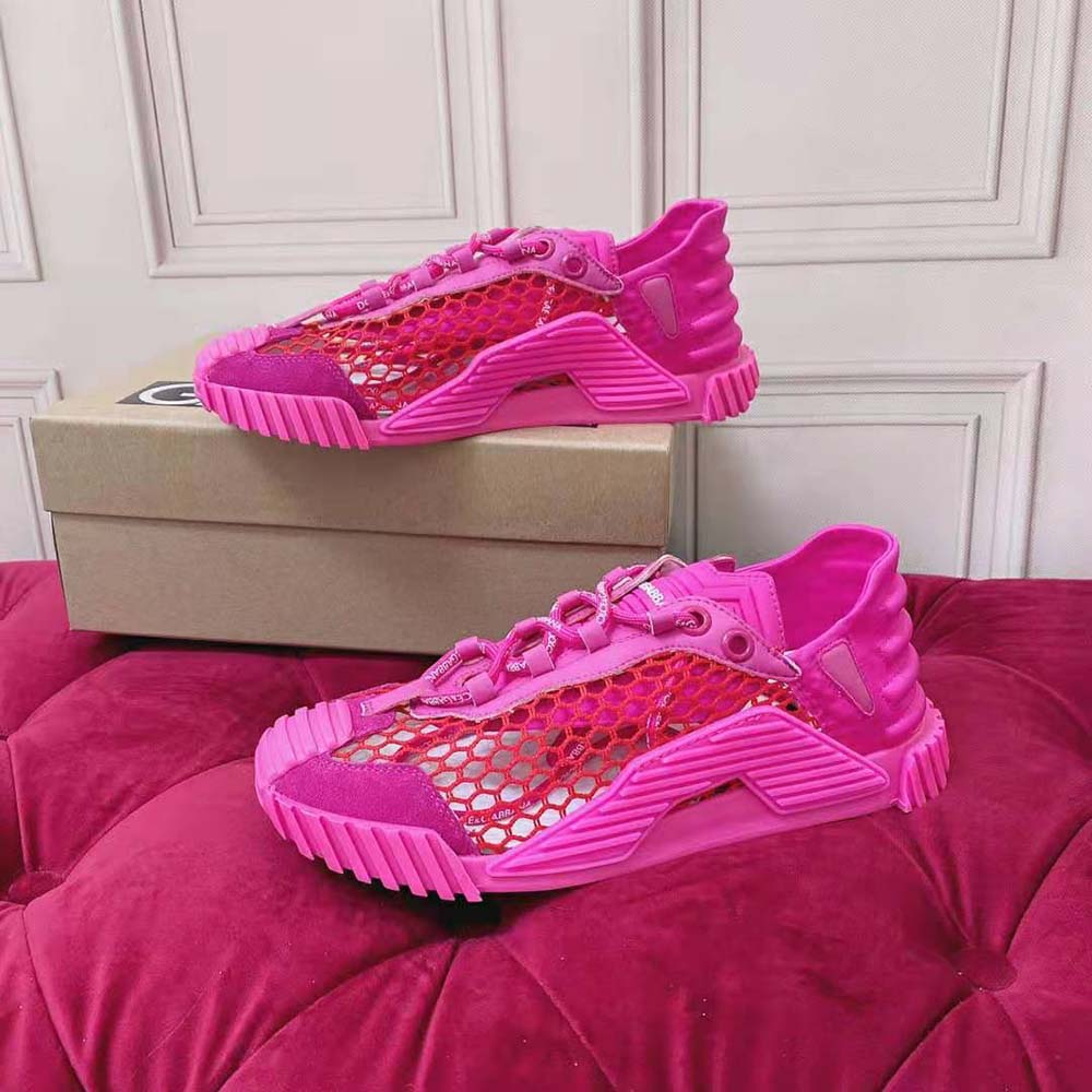 Dolce Gabbana D&G Women Mesh NS1 Slip-on Sneakers-Rose 4 Dolce Gabbana D&G Women Mesh NS1 Slip-on Sneakers-Rose - Image 4