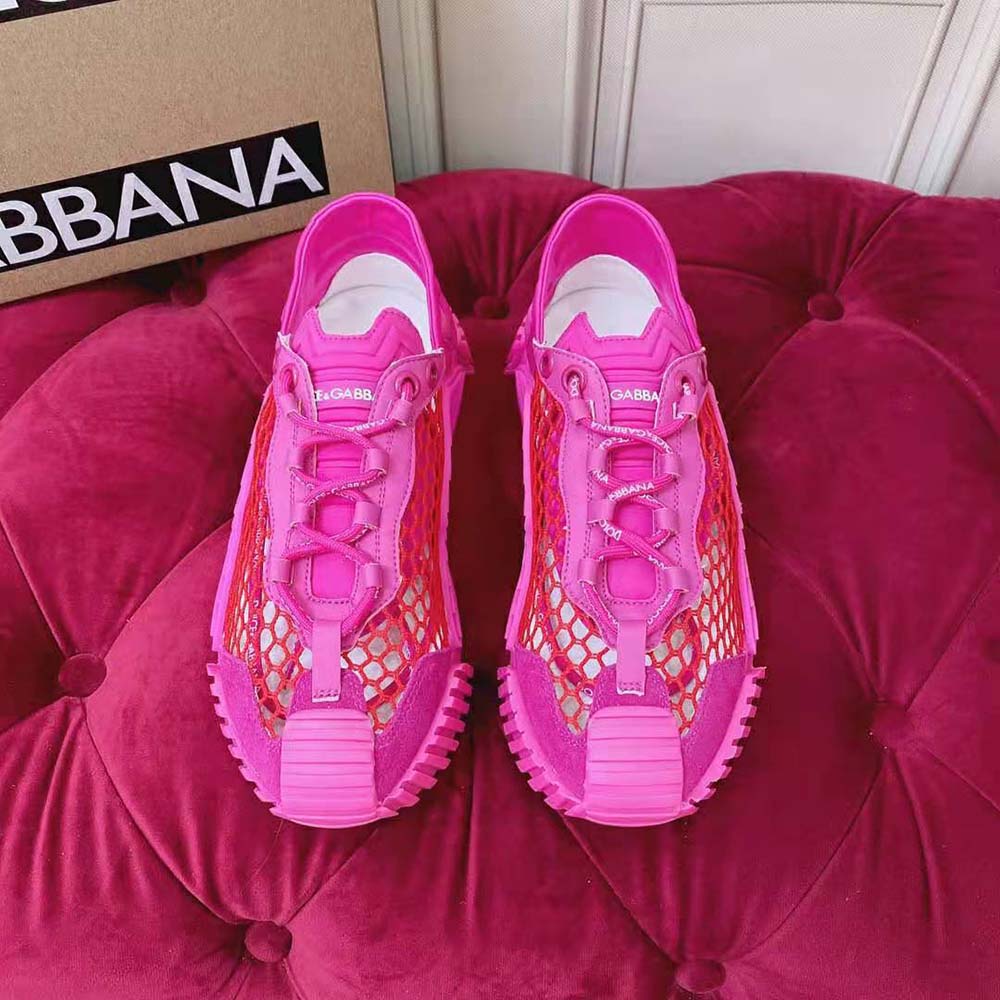 Dolce Gabbana D&G Women Mesh NS1 Slip-on Sneakers-Rose 2 Dolce Gabbana D&G Women Mesh NS1 Slip-on Sneakers-Rose - Image 2