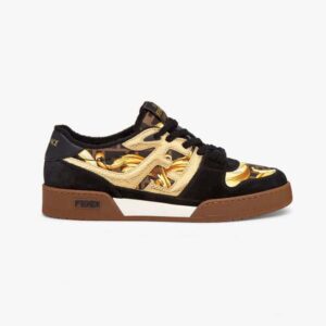 Fendi Unisex Match Fendace Black Suede Low-Tops
