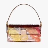 Fendi Women Baguette 1997 Copper-Colored Leather and Sequinned Bag-Pink