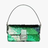 Fendi Women Baguette 1997 Green Leather and Sequinned Bag