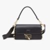 Fendi Women Baguette Brooch Fendace Black Leather Bag
