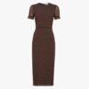 Fendi Women Brown Micro Mesh Dress with Pared-Down Silhouette 9 Fendi Women Brown Micro Mesh Dress with Pared-Down Silhouette