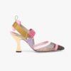 Fendi Women Colibrì Brown Mesh High-Heeled Slingbacks