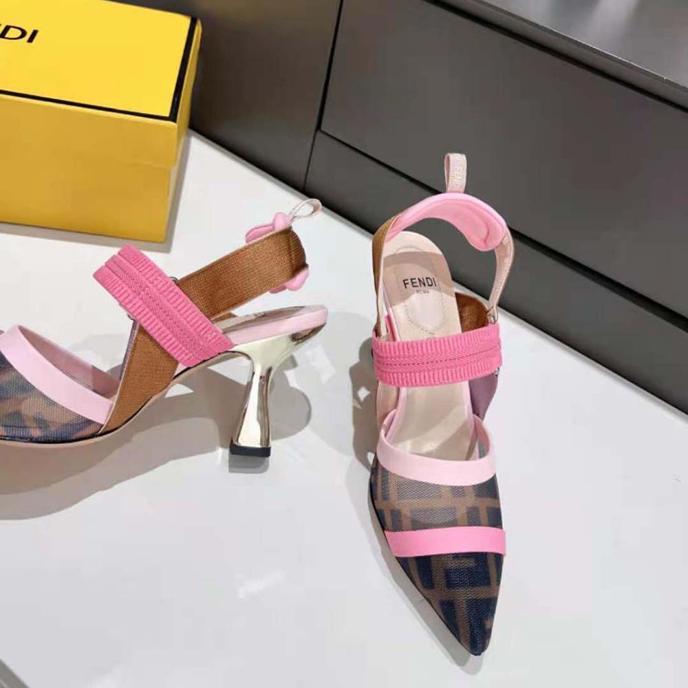 Fendi Women Colibrì Brown Mesh High-Heeled Slingbacks 6 Fendi Women Colibrì Brown Mesh High-Heeled Slingbacks - Image 6